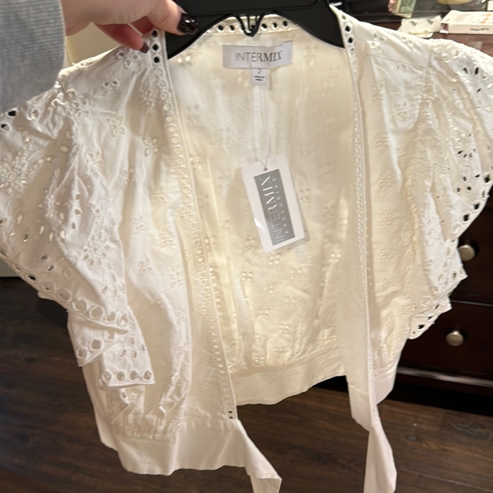 Intermix White Eyelet Lace Cardigan